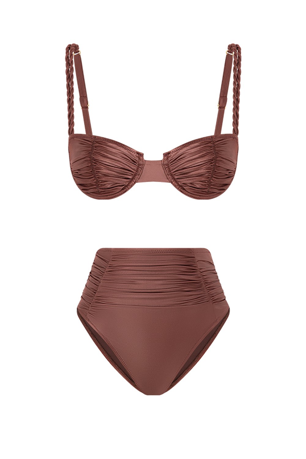 Bonesta-Erg Burnt Umber Drapeli Yüksek Bel Bikini Takımı-Bikini & Mayo-4-roqelvaxirum.shop