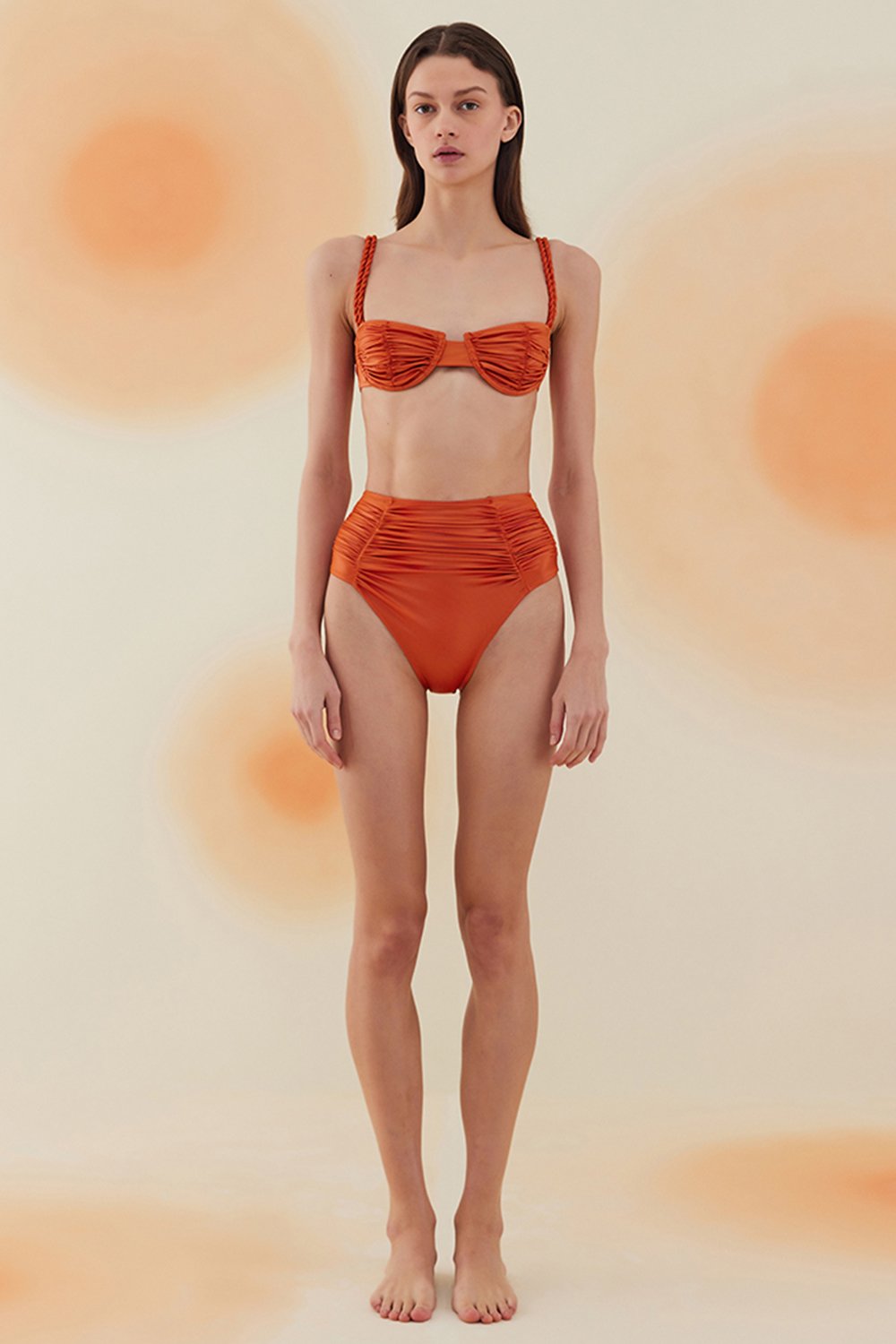 Bonesta-Erg Flame Orange Drapeli Yüksek Bel Bikini Takımı-Bikini & Mayo-1-roqelvaxirum.shop