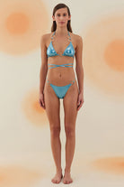 Bonesta-Escalante Shiny Turquoise Blue Halka Aksesuarlı Üçgen Bikini Takımı-Bikini & Mayo-2-roqelvaxirum.shop
