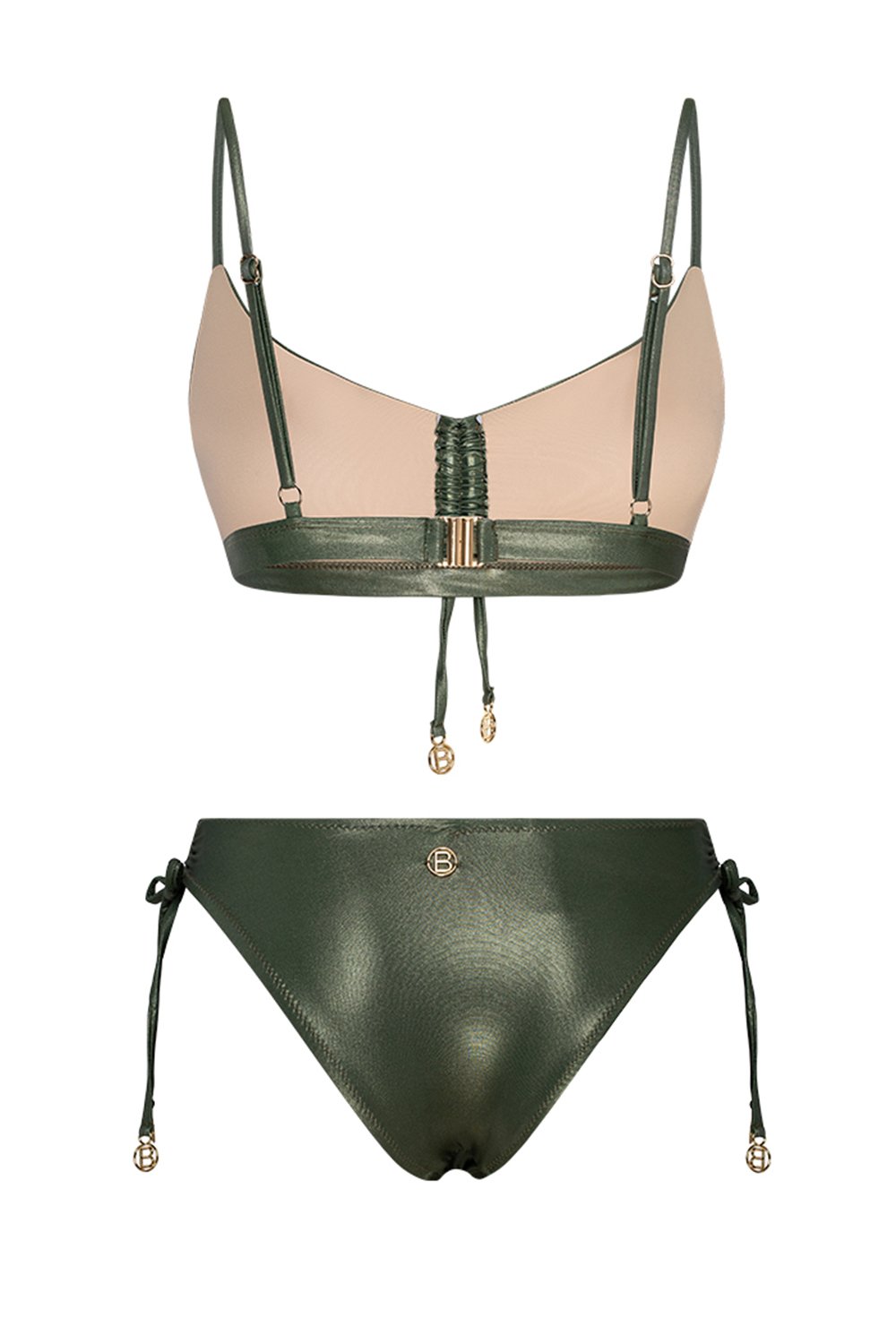 Bonesta-Freesia Shiny Hunter Green Büzgülü Bikini Takımı-Bikini & Mayo-12-roqelvaxirum.shop