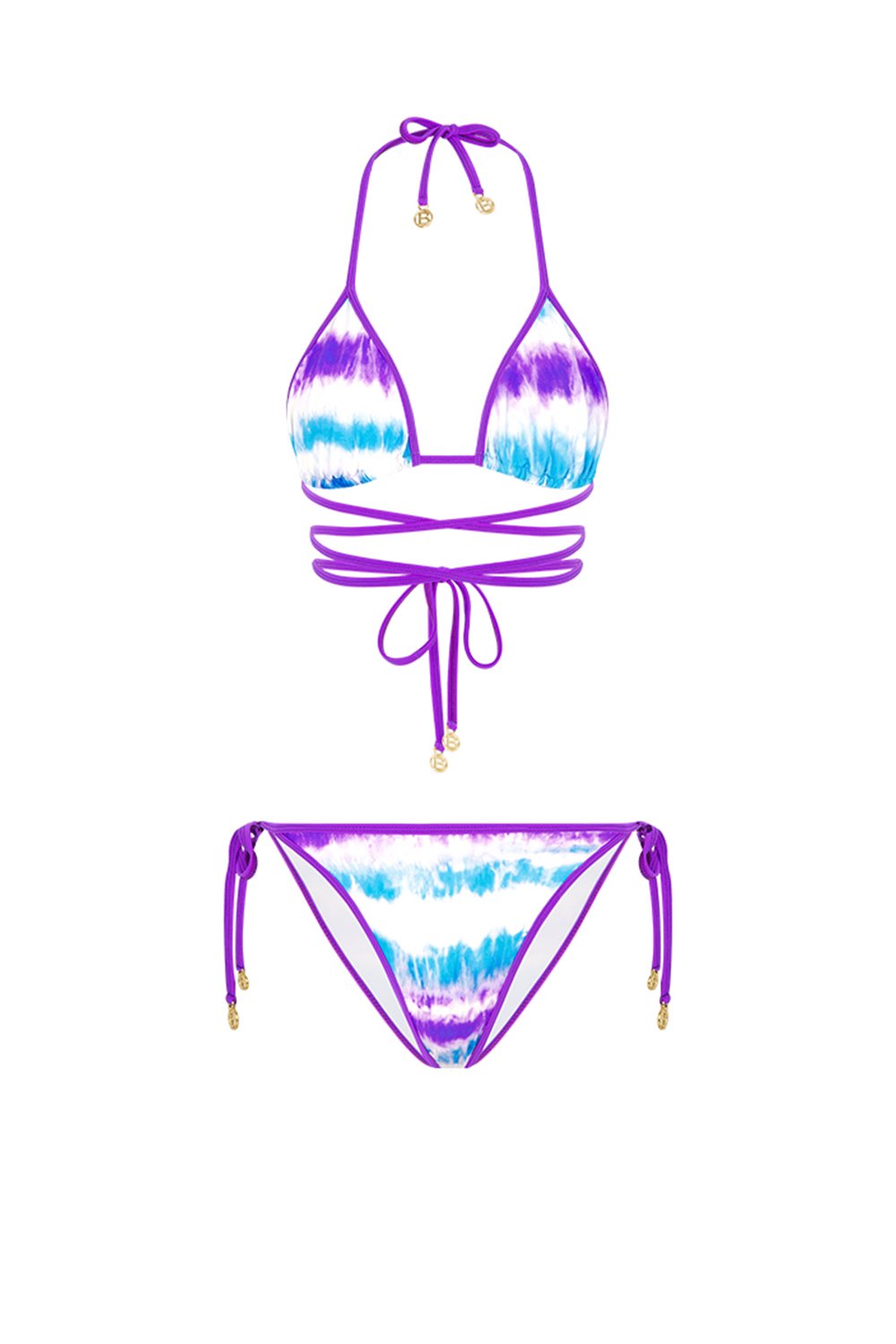 Bonesta-Glia Gradient Purple Üçgen Belden Bağcıklı Bikini Takımı-Bikini & Mayo-4-roqelvaxirum.shop
