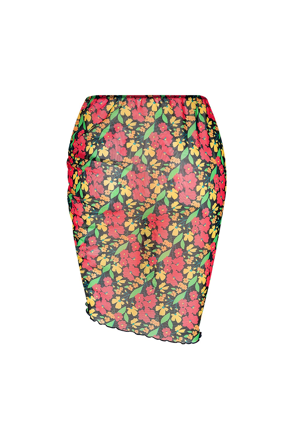 Bonesta-Harper Kırmızı Çiçek Desenli Büzgülü Yırtmaçlı Pareo Etek-Pareo & Bandana-2-roqelvaxirum.shop