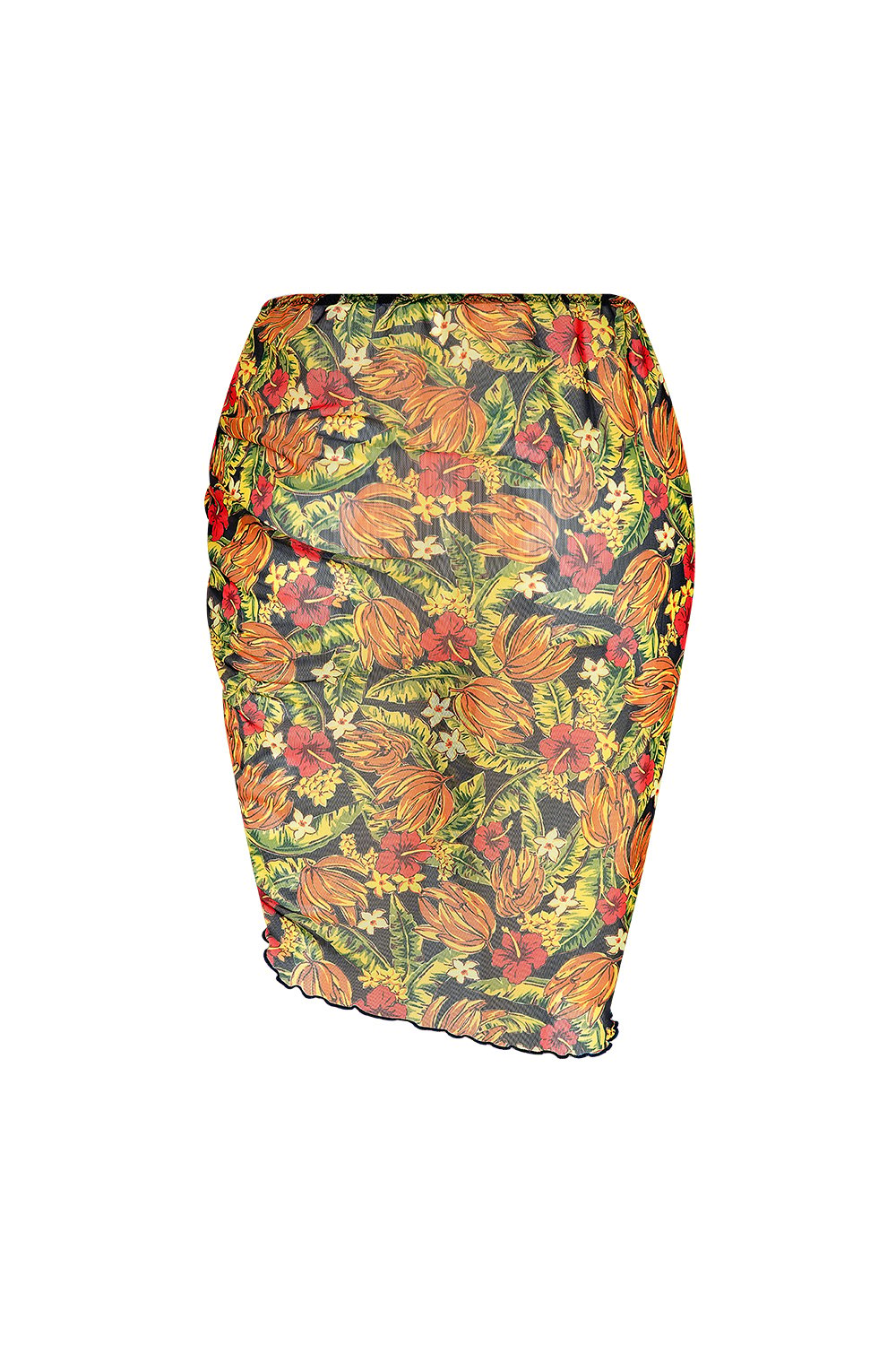 Bonesta-Harper Turuncu Çiçek Desenli Büzgülü Yırtmaçlı Pareo Etek-Pareo & Bandana-2-roqelvaxirum.shop