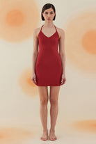 Bonesta-Oasis Burgundy Terry V Yaka Elbise-Elbise-1-roqelvaxirum.shop