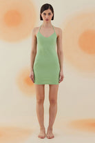 Bonesta-Oasis Pistachio Green Terry V Yaka Elbise-Elbise-1-roqelvaxirum.shop
