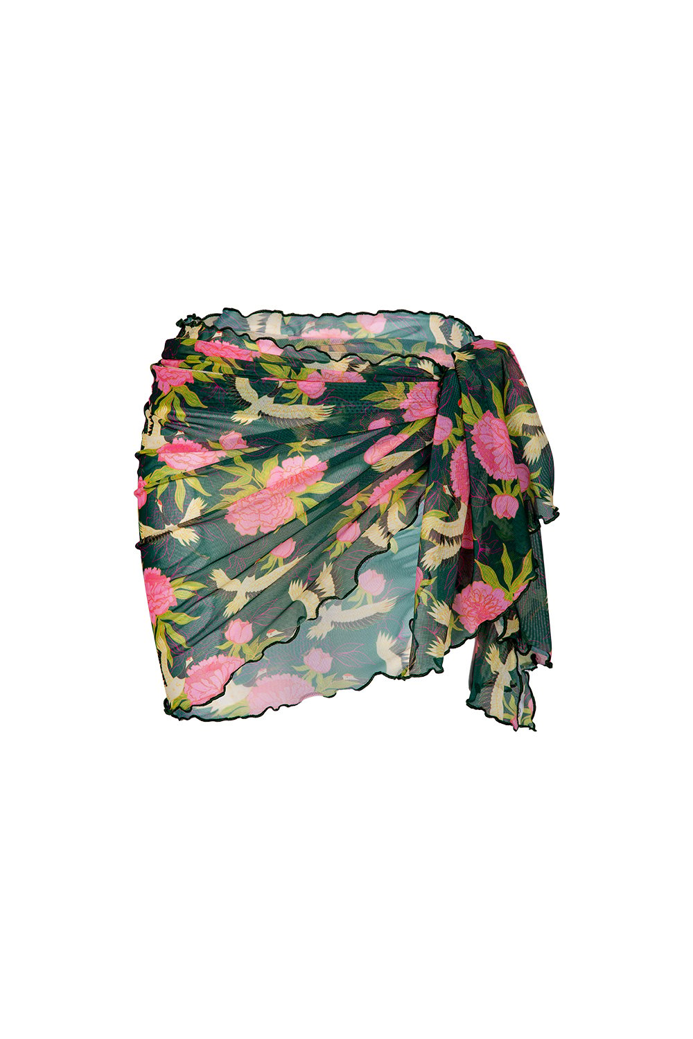 Bonesta-Osiel Pembe Kuş Desenli Büzgülü Kısa Pareo Etek-Pareo & Bandana-1-roqelvaxirum.shop
