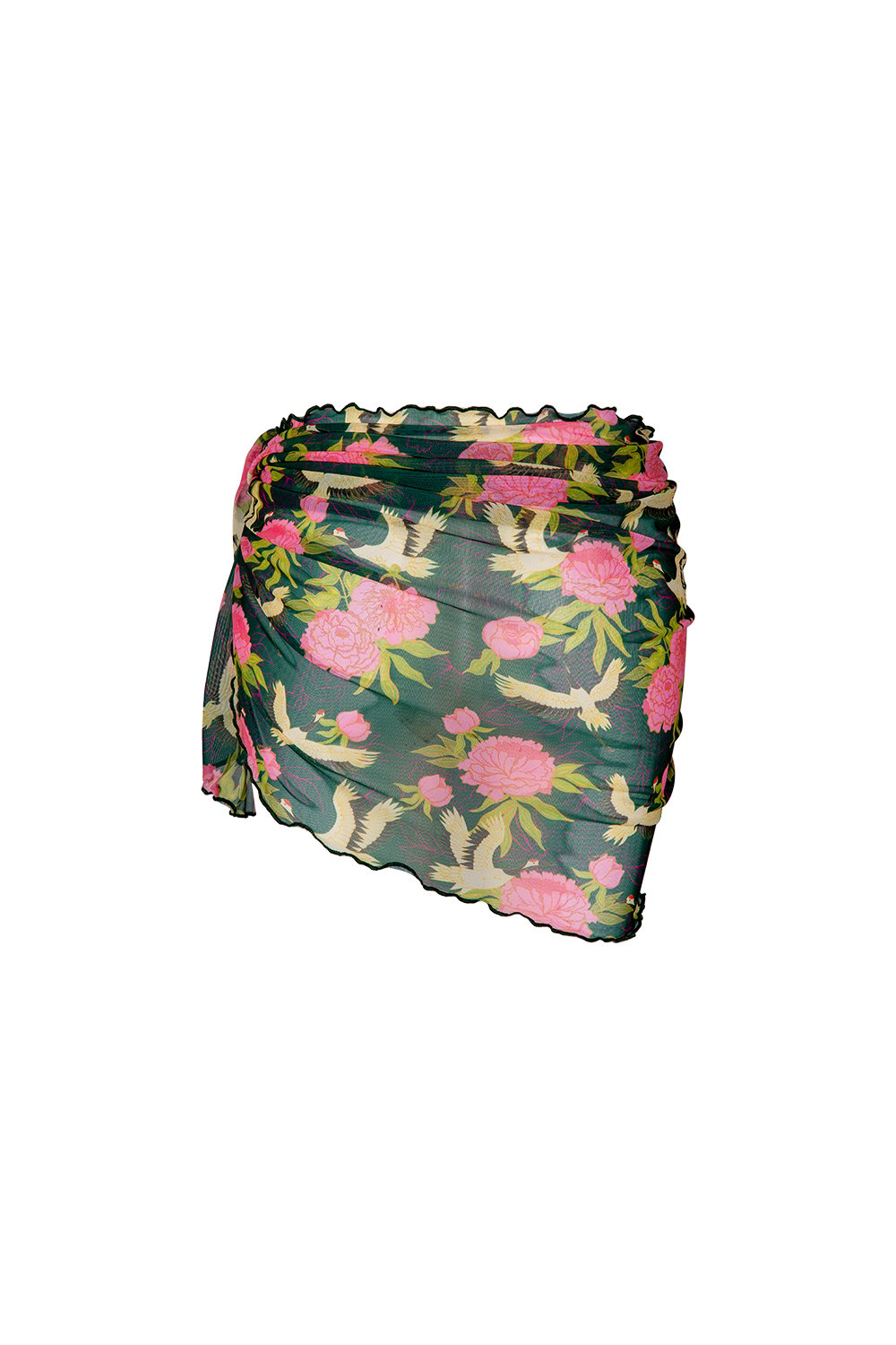 Bonesta-Osiel Pembe Kuş Desenli Büzgülü Kısa Pareo Etek-Pareo & Bandana-2-roqelvaxirum.shop