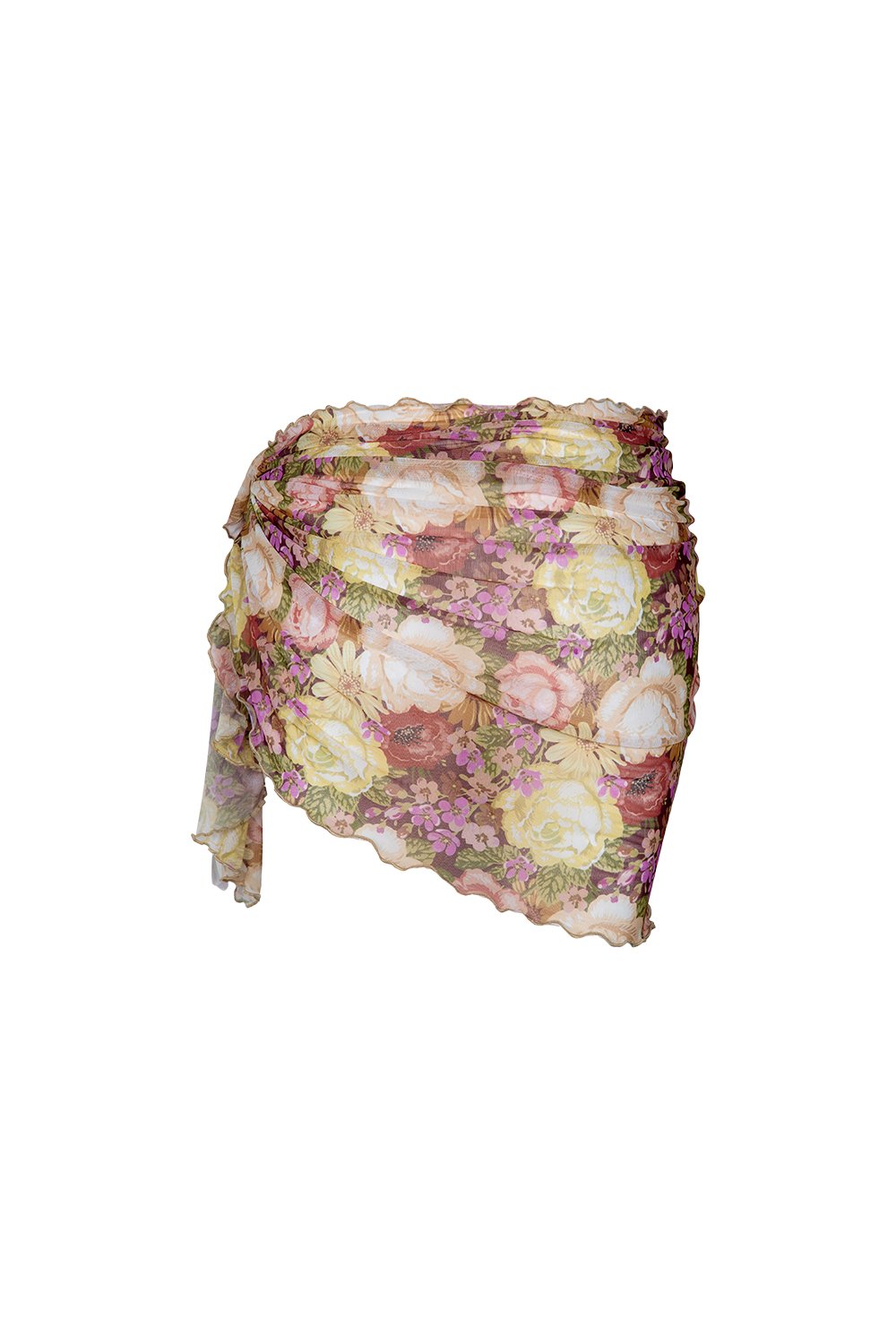 Bonesta-Osiel Renkli Pastel Çiçek Desenli Büzgülü Kısa Pareo Etek-Pareo & Bandana-2-roqelvaxirum.shop