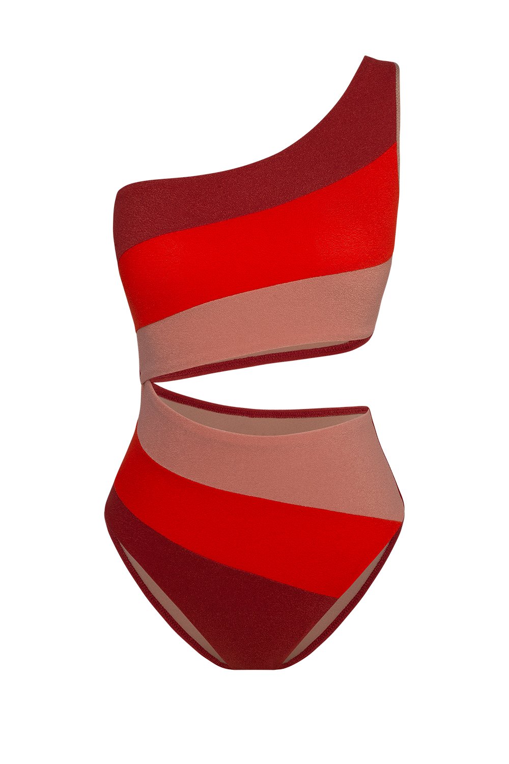 Bonesta-Playa Burgundy Tek Omuz Asimetrik Mayo-Bikini & Mayo-4-roqelvaxirum.shop
