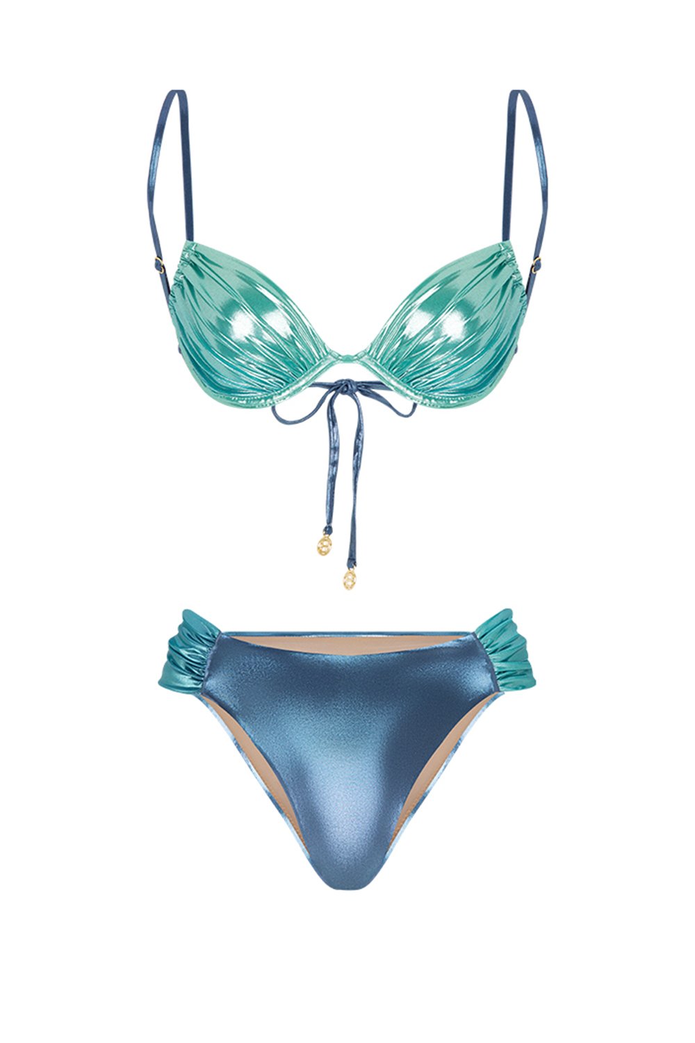 Bonesta-Tabernas Shiny Aqua And Royal Blue Çift Renk Kaplı Bikini Takımı-Bikini & Mayo-1-roqelvaxirum.shop