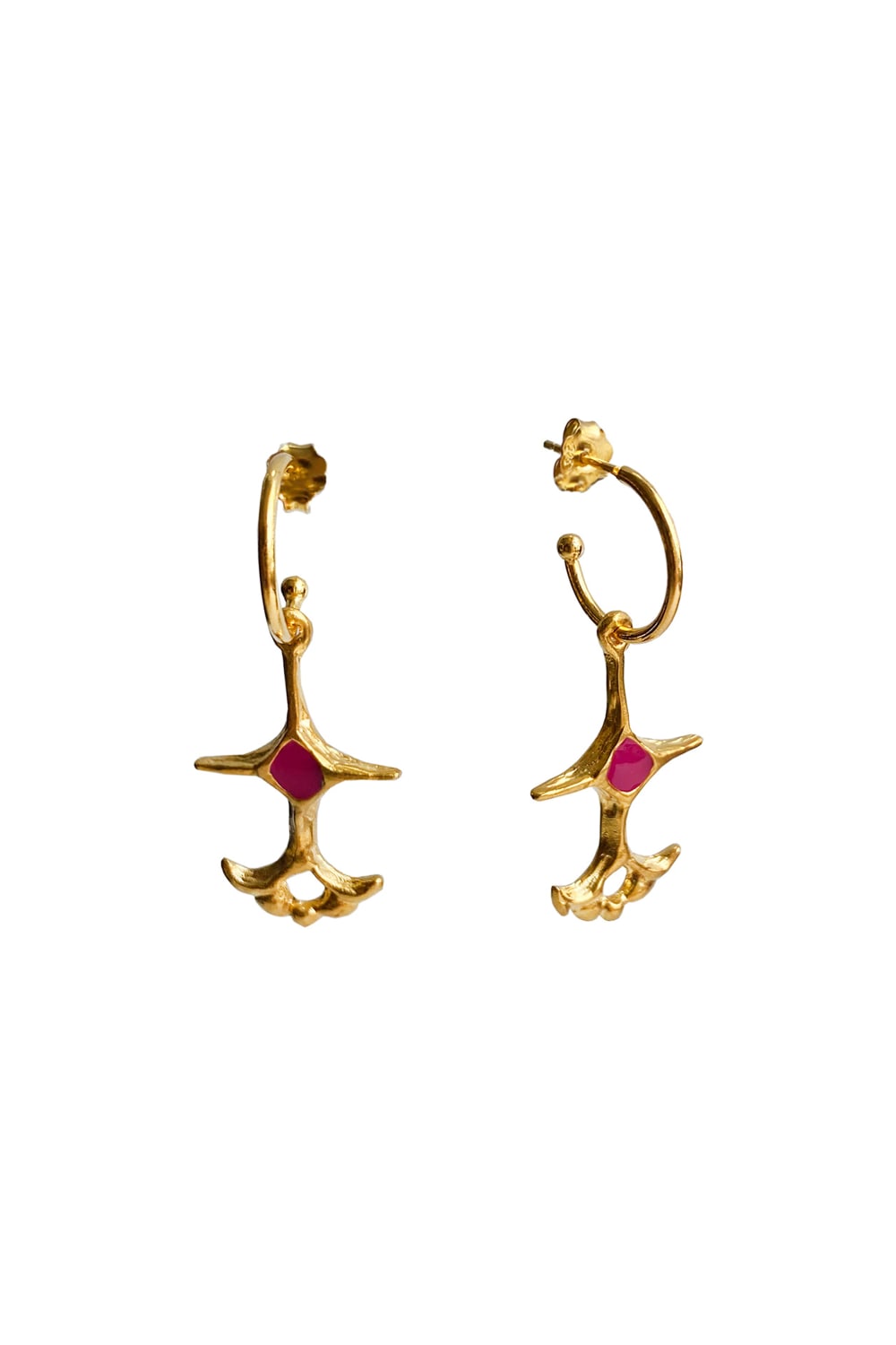 Brambuta-Ankh Fuşya Mineli Gold Küpe-Küpe-2-roqelvaxirum.shop