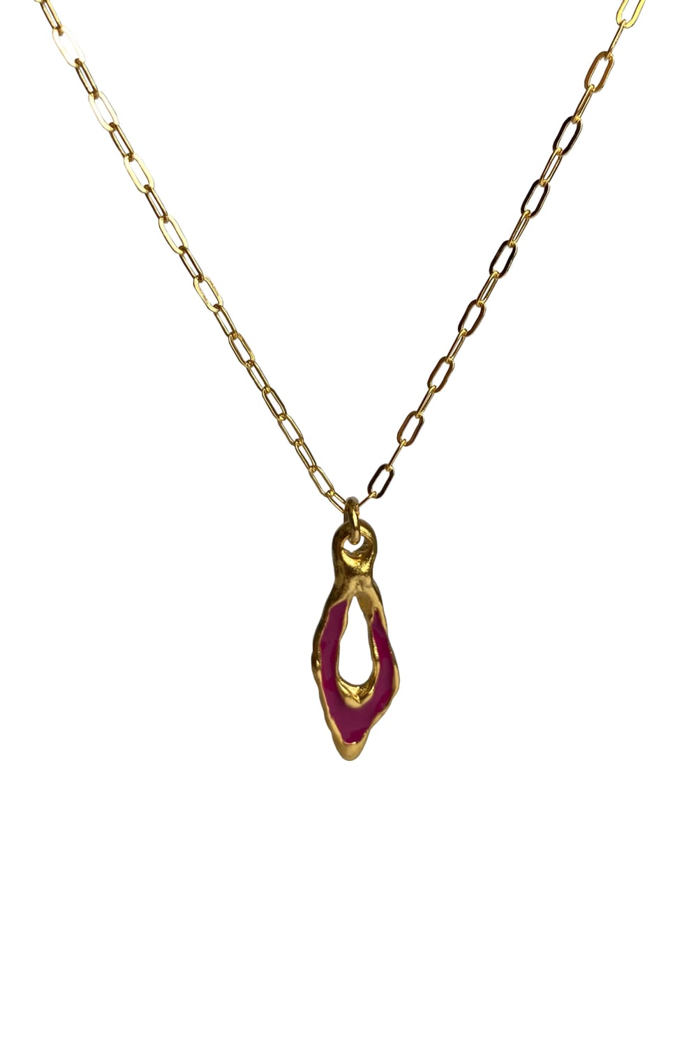 Brambuta-Enki Fuşya Mineli Gold Small Kolye-Kolye-1-roqelvaxirum.shop