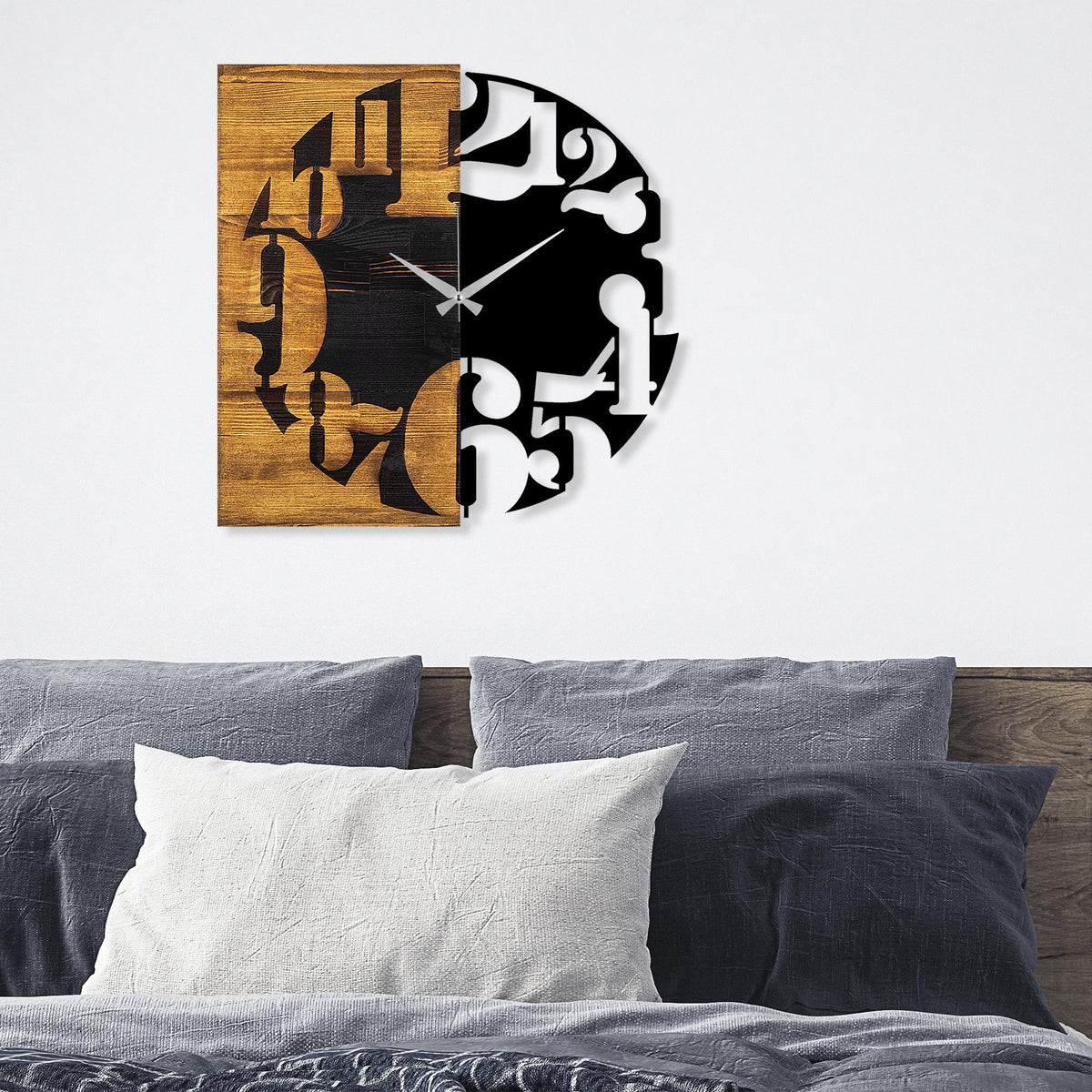 Mas-003 Dekoratif Ahşap Metal Duvar Saati 
