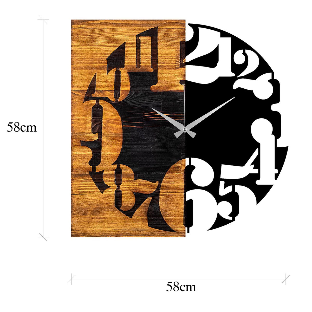 Mas-003 Dekoratif Ahşap Metal Duvar Saati 