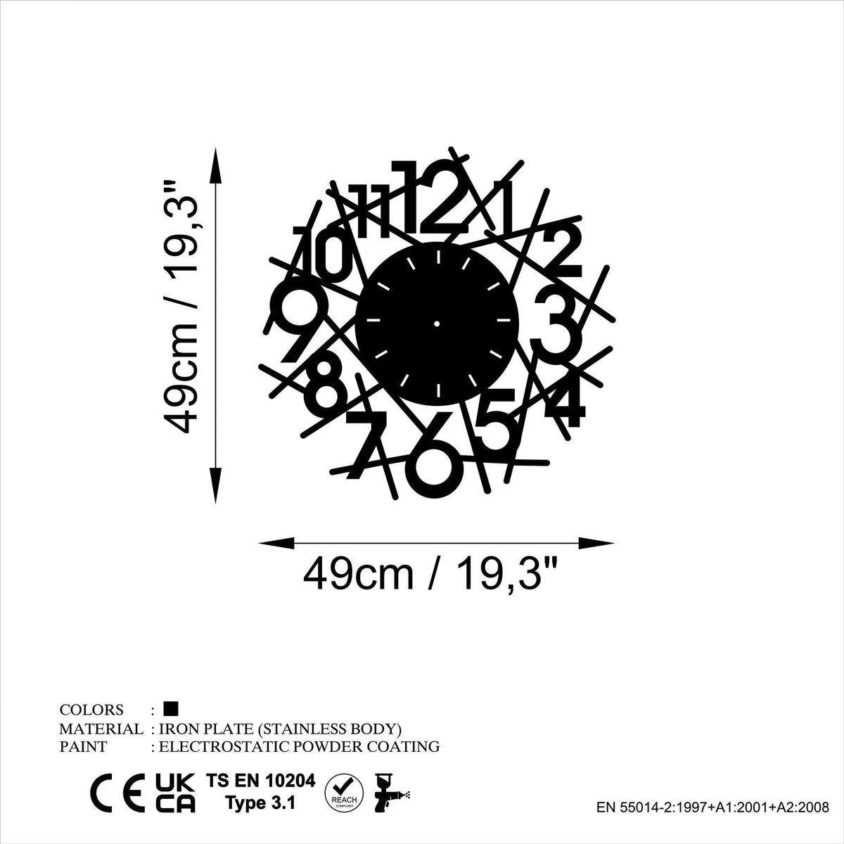 Watch-073 Dekoratif Metal Duvar Saati 