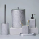 By Selim Linen Gümüş 5 Parça Polyester Banyo Seti