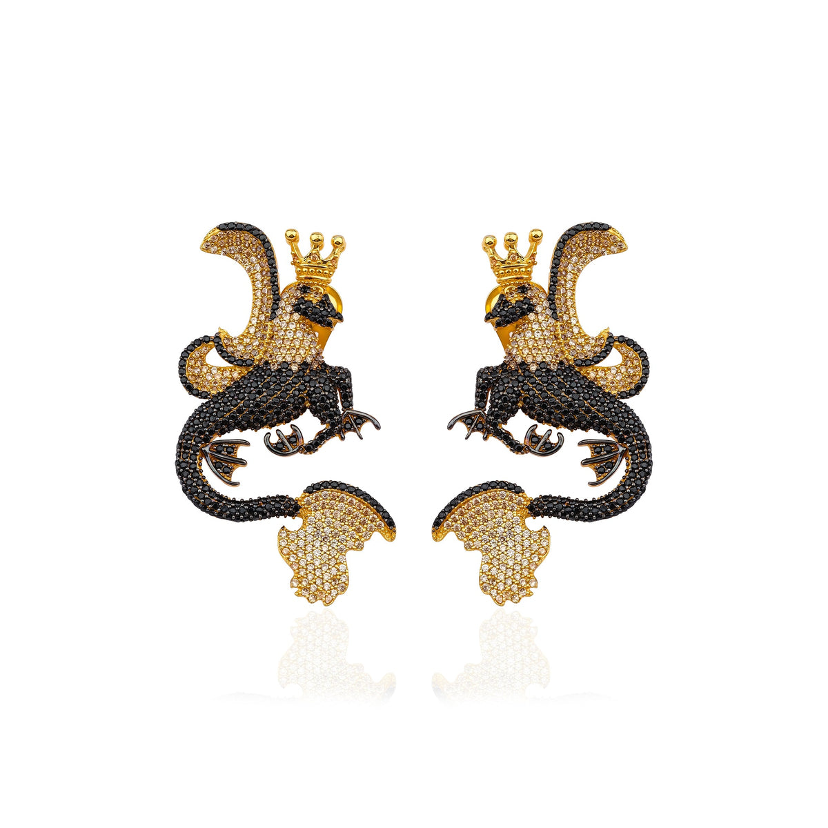 Secret Of Stamboul Siyah & Şampanya Efsanevi Dragon Küpe