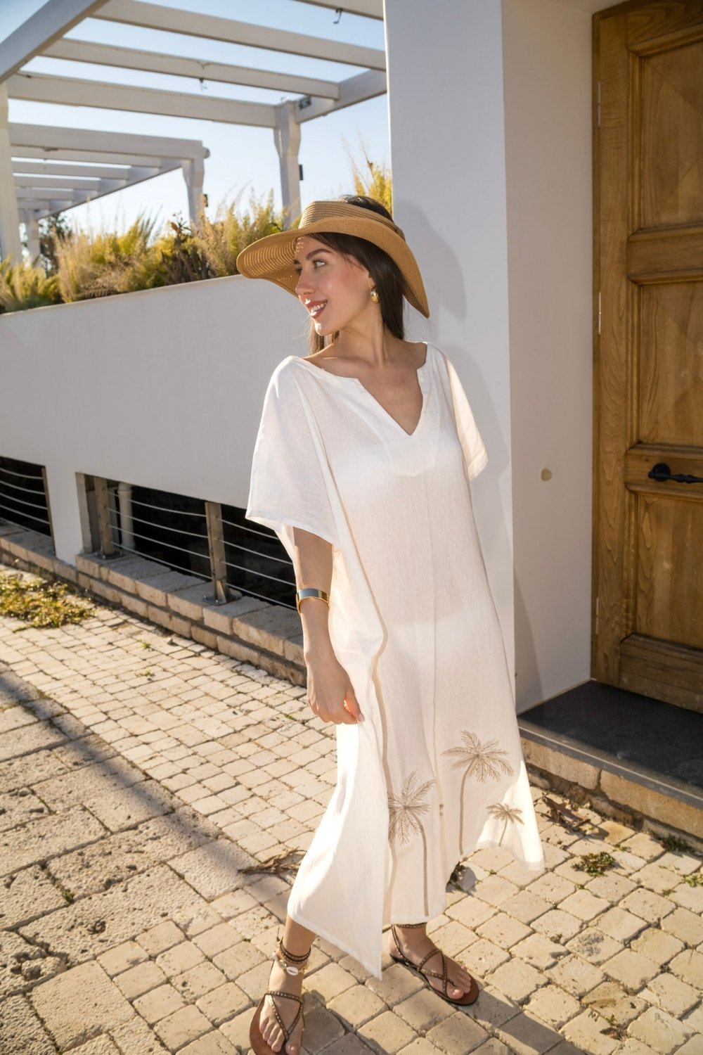Carryberry-Beyaz Müslin Kaftan-Elbise-4-roqelvaxirum.shop