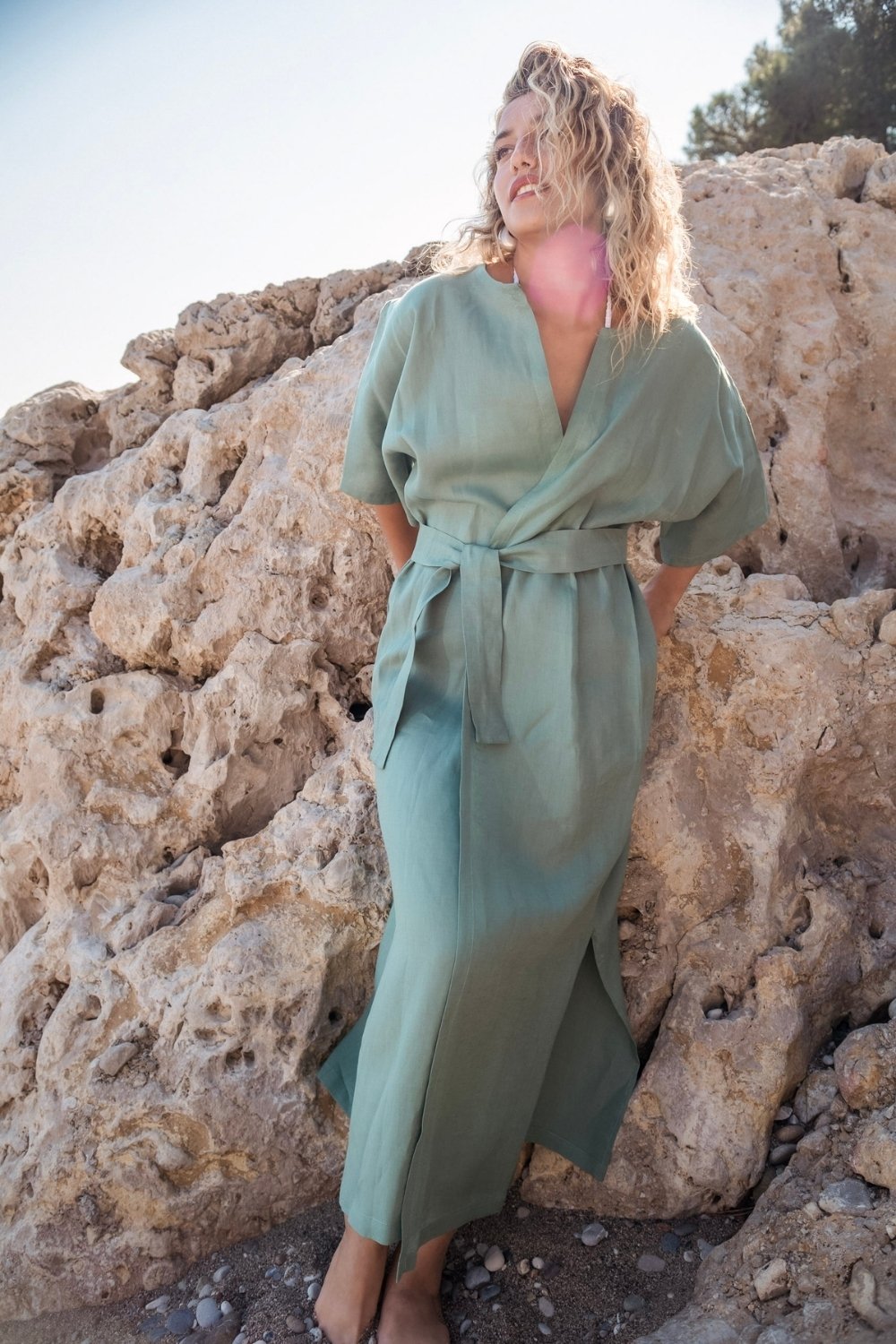 Carryberry-Çağla Yeşili Keten Uzun Kimono-Kimono-1-roqelvaxirum.shop