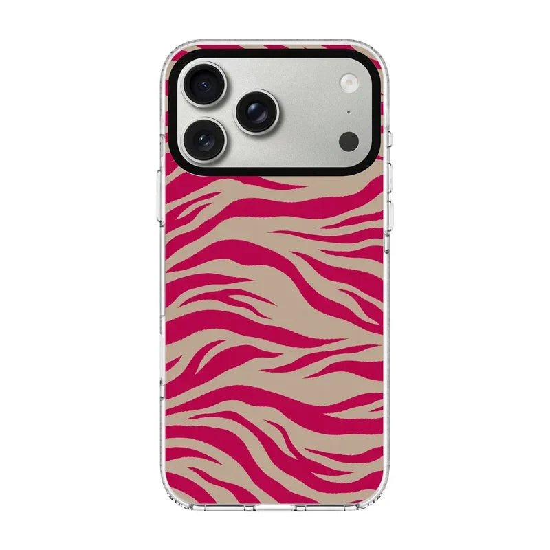 Fuchsia Zebra-Clear Kılıf Magsafe Özellikli - Iphone 17 Pro Max