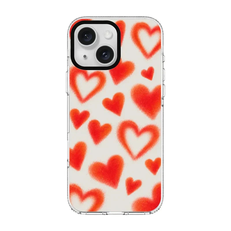 Glowing Hearts-Clear Kılıf Magsafe Özellikli - Iphone 16E