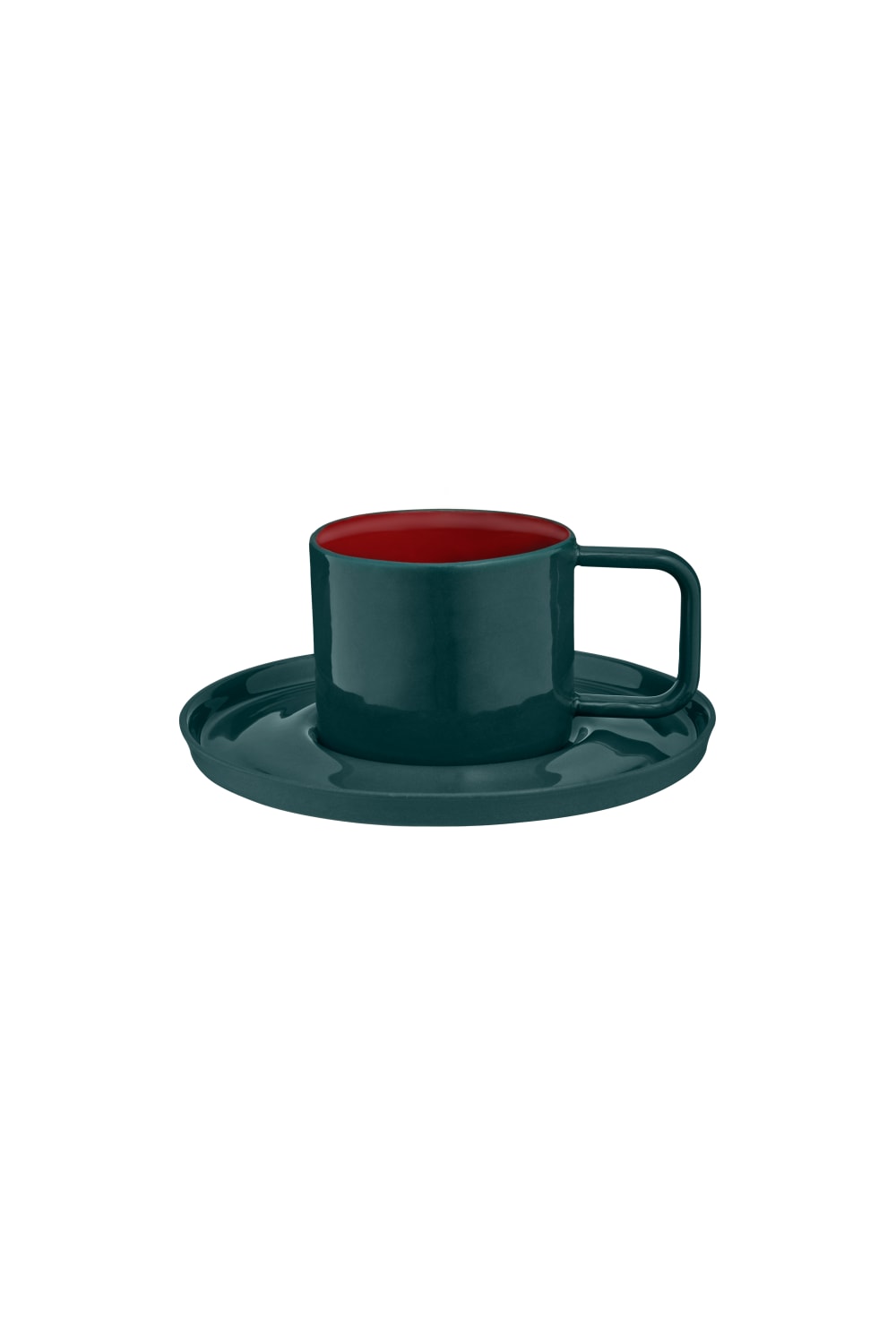Casi Paped-Josephine El Yapımı Porselen Türk Kahvesi Fincanı & Tabağı / Yeşil - Kırmızı-Bardak-1-roqelvaxirum.shop
