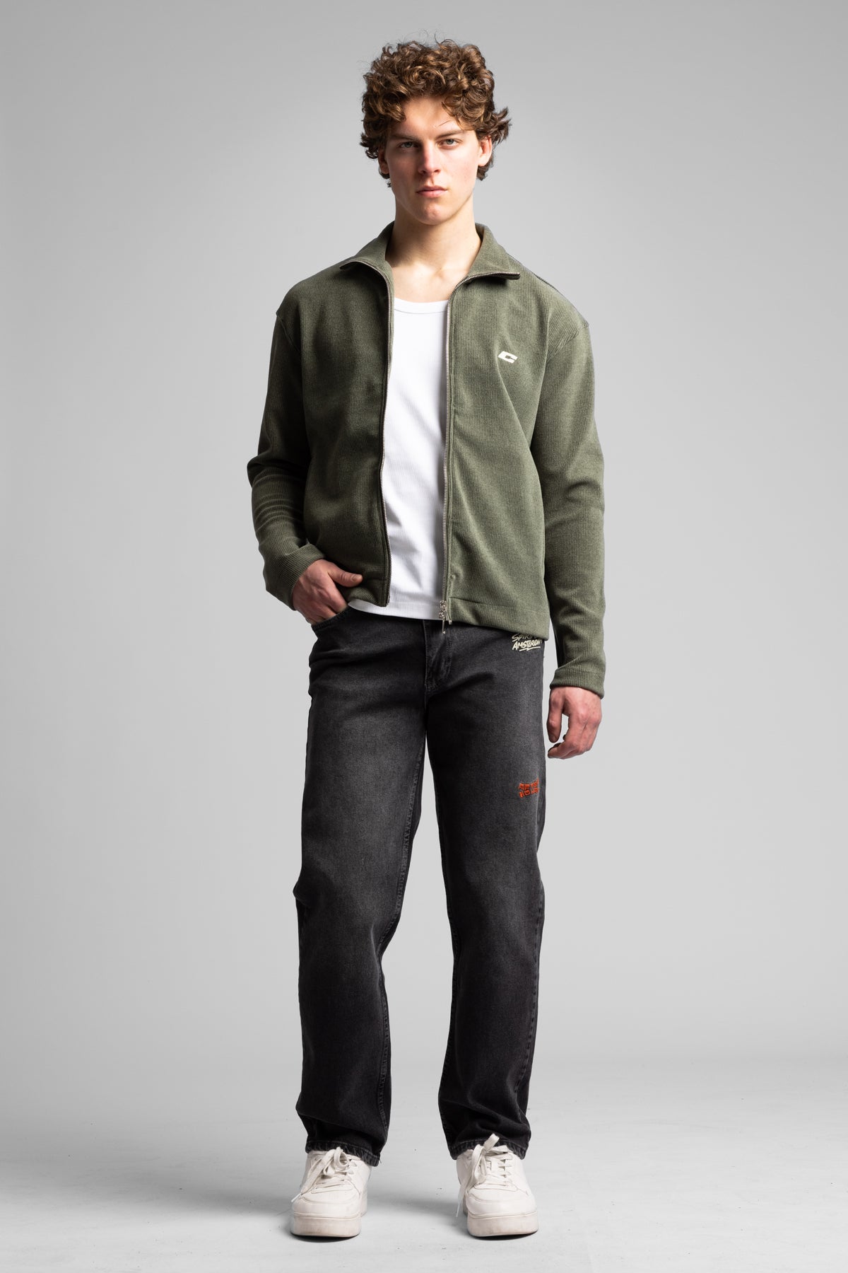 Catch-Dik Yaka Fermuarlı Fitilli Sweatshirt-Sweatshirt-1-roqelvaxirum.shop