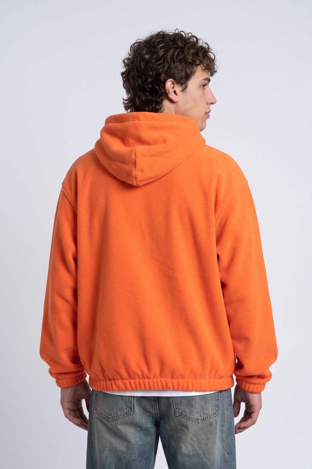Kapüşonlu Kanguru Cepli Nakışlı Sweatshirt, Turuncu - 3
