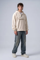 Yarım Fermuarlı Kapüşonlu Polar Sweatshirt