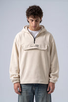 Yarım Fermuarlı Kapüşonlu Polar Sweatshirt