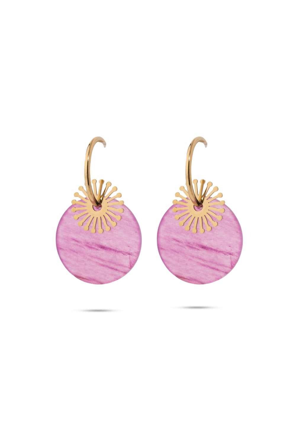 Chaseldor-Maki Pembe Doğal Taşlı Altın Kaplama Çelik Kadın Küpe-Küpe-1-roqelvaxirum.shop
