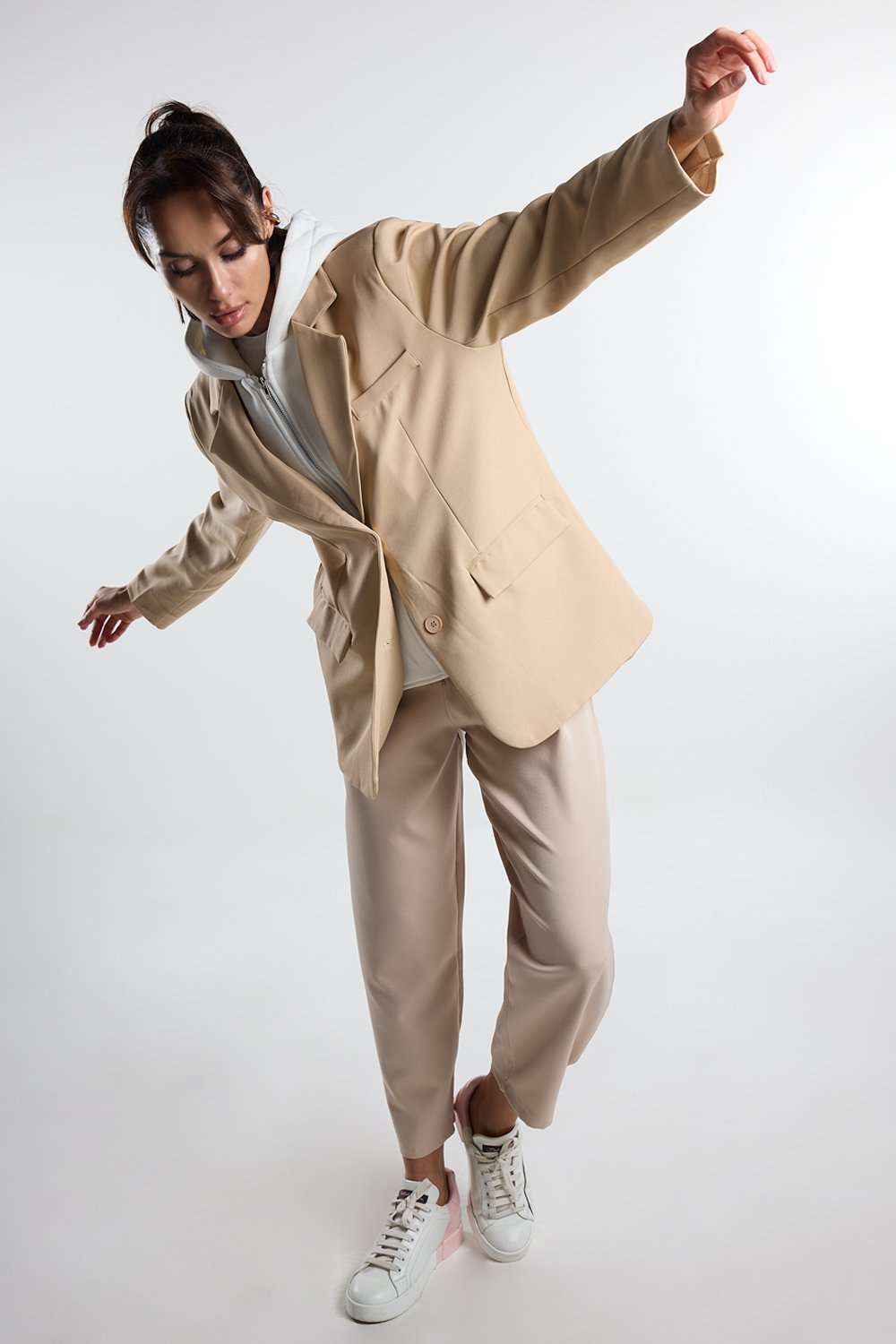 Christina's Storm-Beige Double Layer Blazer-Ceket-2-roqelvaxirum.shop