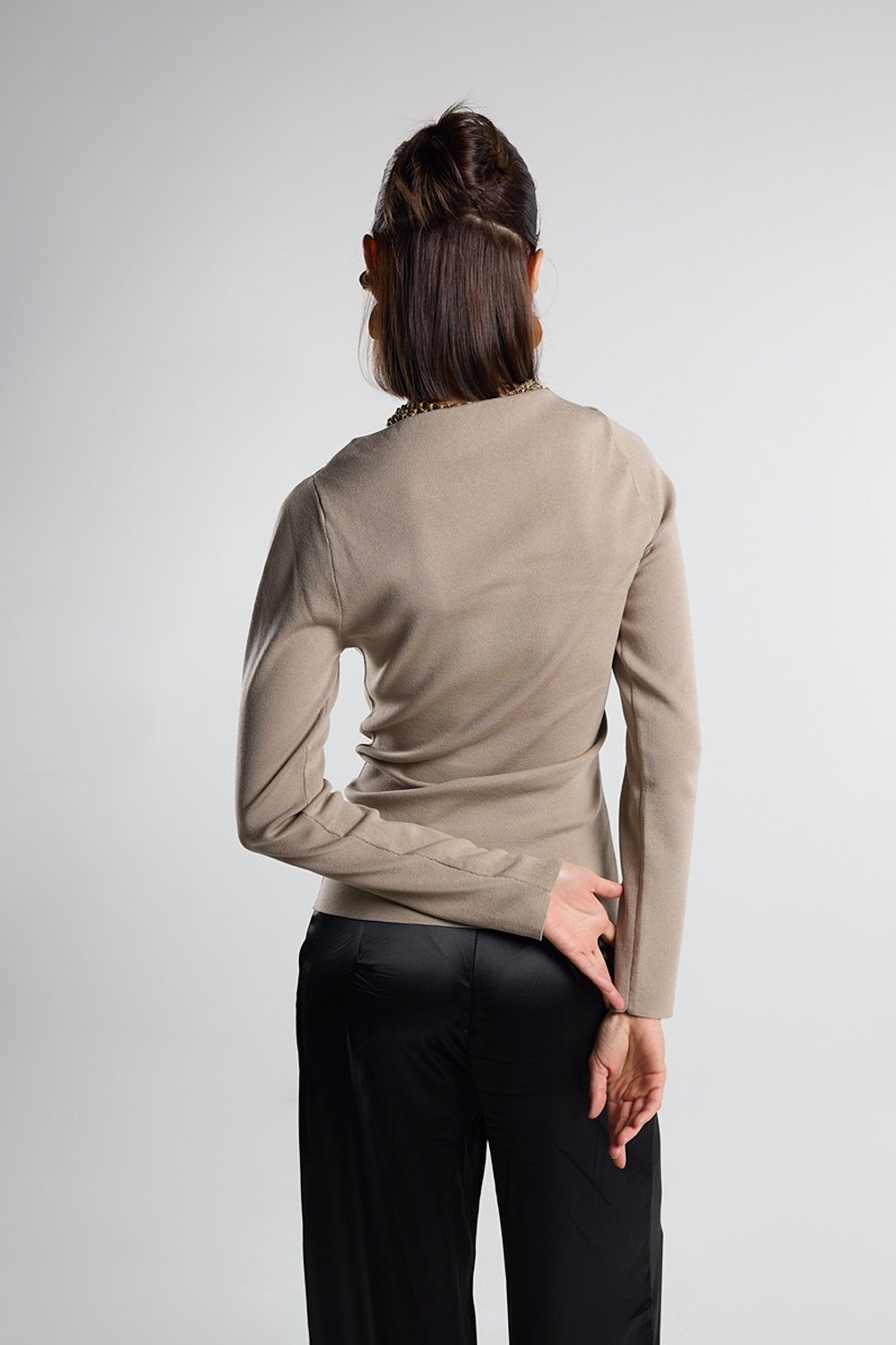 Christina's Storm-Taupe Draped Light Weight Top-T-Shirts-2-roqelvaxirum.shop