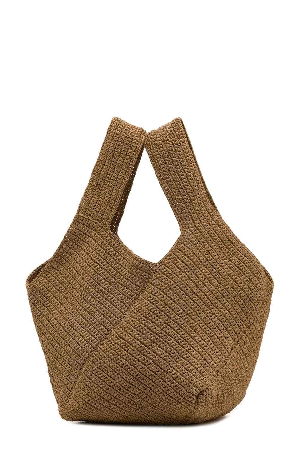 Clentti-Puzzle Bag Tan / Taba Hasır Çanta-Omuz Çantası-3-roqelvaxirum.shop