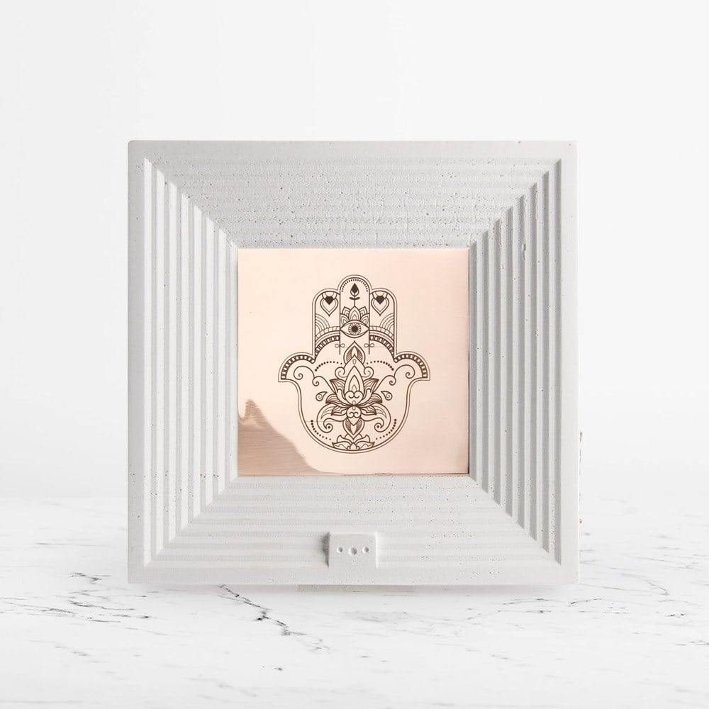 Coho Objet-Coho Art "Hamsa" Bakır Bereket Tılsım Tablo Beyaz Çerçeveli-Tablo-5-roqelvaxirum.shop