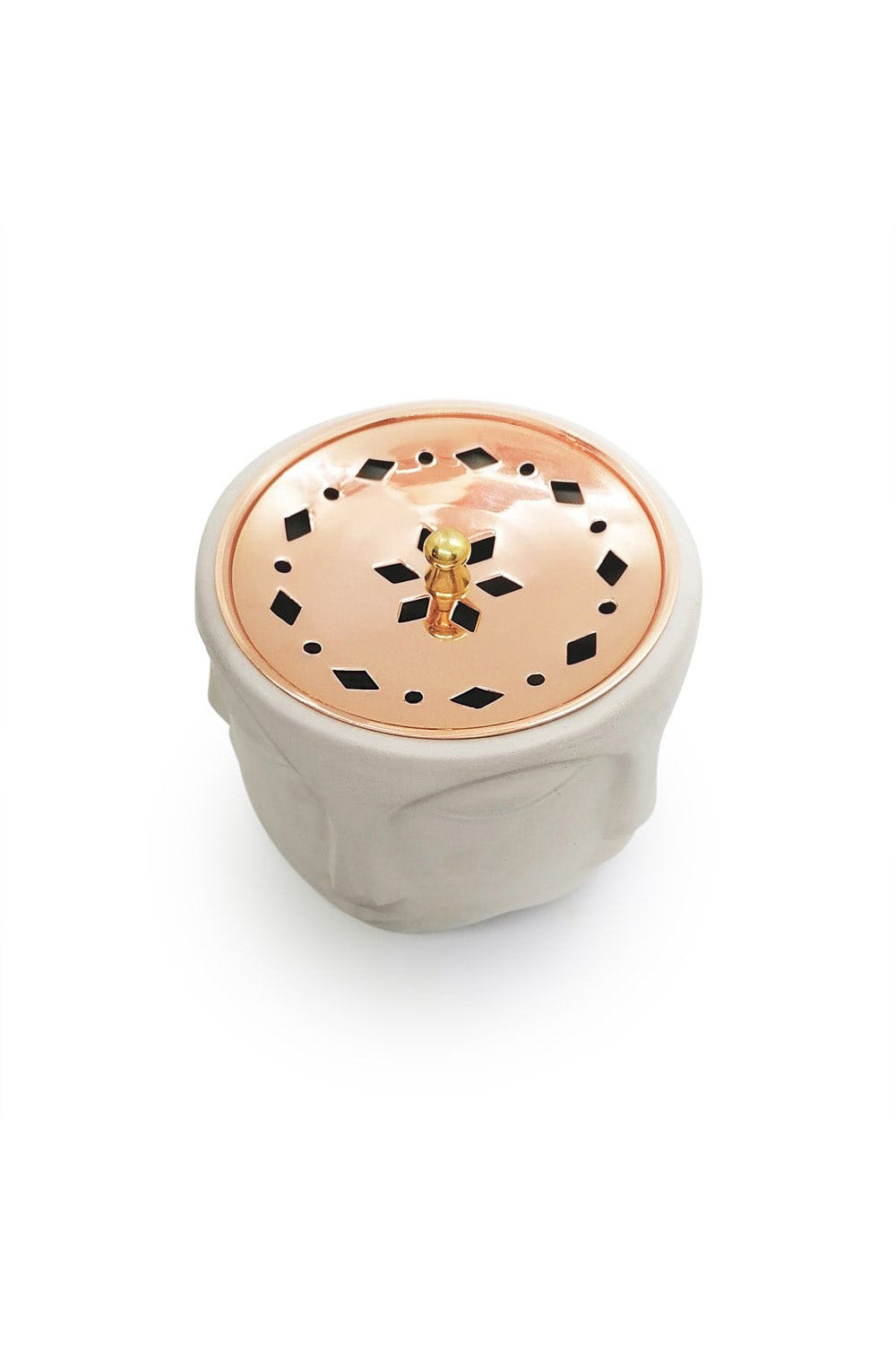 Coho Objet-Coho Concre Boz El Dökümü Bakır Kapaklı Tütsü Çanağı-Tütsülük-3-roqelvaxirum.shop