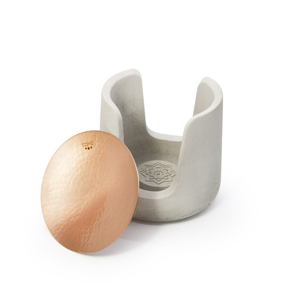 Coho Objet-Coho Concre Matte Dövme Bakır Kaseli Boz Aromaterapi Buhurdanlık-Buhurdanlık-2-roqelvaxirum.shop