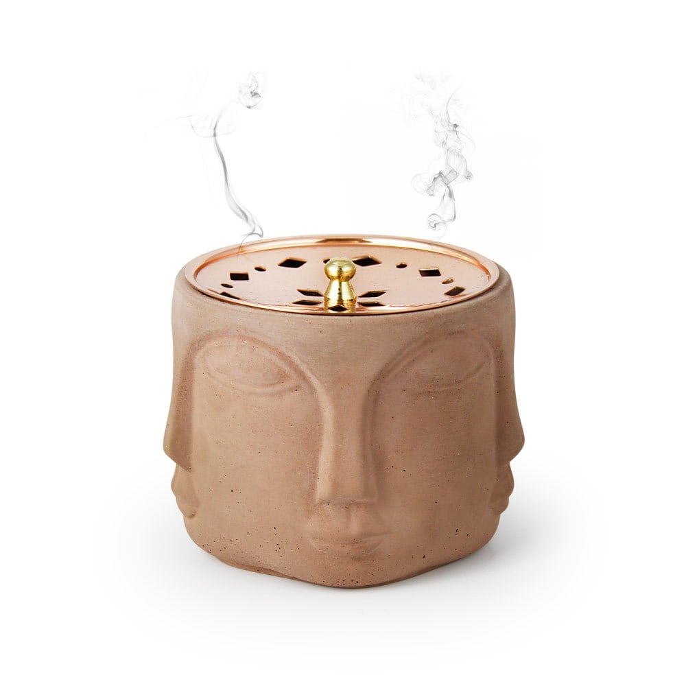 Coho Objet-Coho Concre Terra El Dökümü Bakır Kapaklı Tütsü çanağı-Concre Serisi Tütsü Çanakları-1-roqelvaxirum.shop