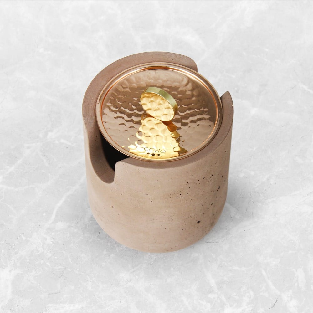 Coho Objet-Coho Concre Therapy Dövme Bakır Kapaklı Terra Tütsü çanağı-Concre Serisi Tütsü Çanakları-5-roqelvaxirum.shop