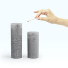 Coho Objet-Coho Lumina Rustic Antrasit Silindir Mum 20&15 Cm 2 Li Set-Lumina Serisi Mumlar-3-roqelvaxirum.shop