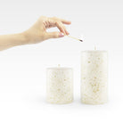 Coho Objet-Coho Lumina Yaldızlı Krem Silindir Mum 10&15 Cm 2 Li Set-Mum-3-roqelvaxirum.shop