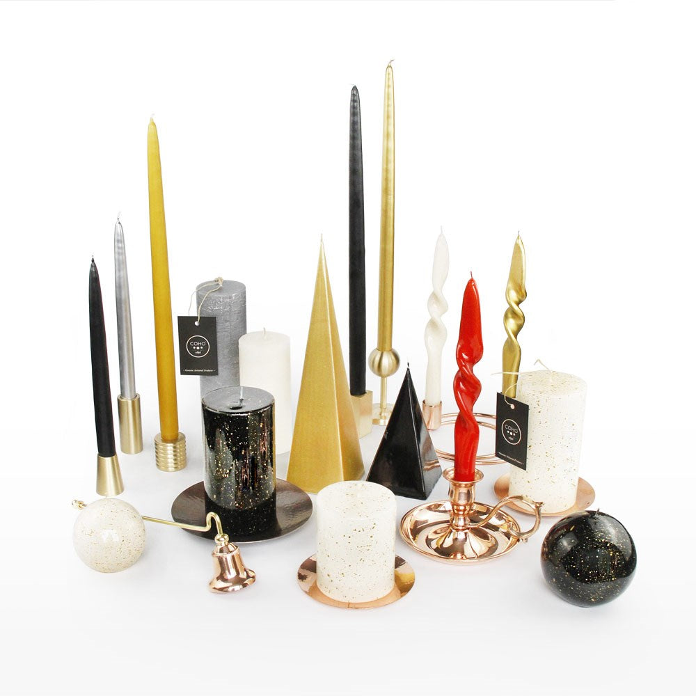 Coho Objet-Coho Lumina Yaldızlı Krem Silindir Mum 10&15 Cm 2 Li Set-Mum-4-roqelvaxirum.shop