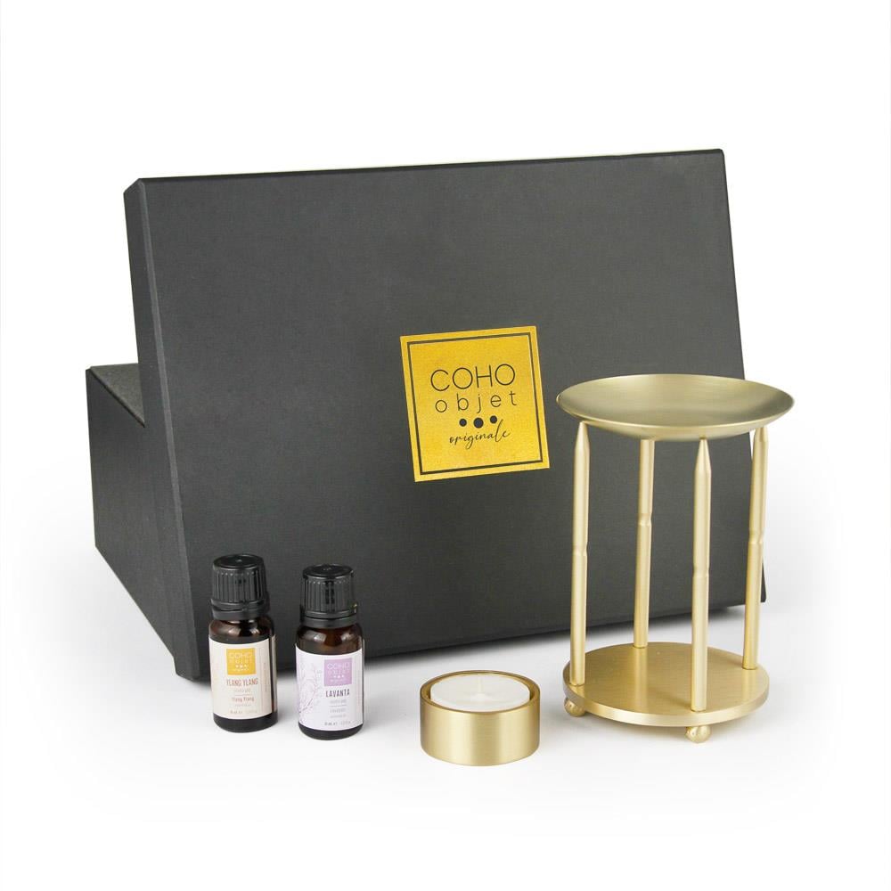 Coho Objet-Coho Lux Pirinç Aromaterapi Buhurdanlık & Mumluk Seti-Buhurdanlık-3-roqelvaxirum.shop