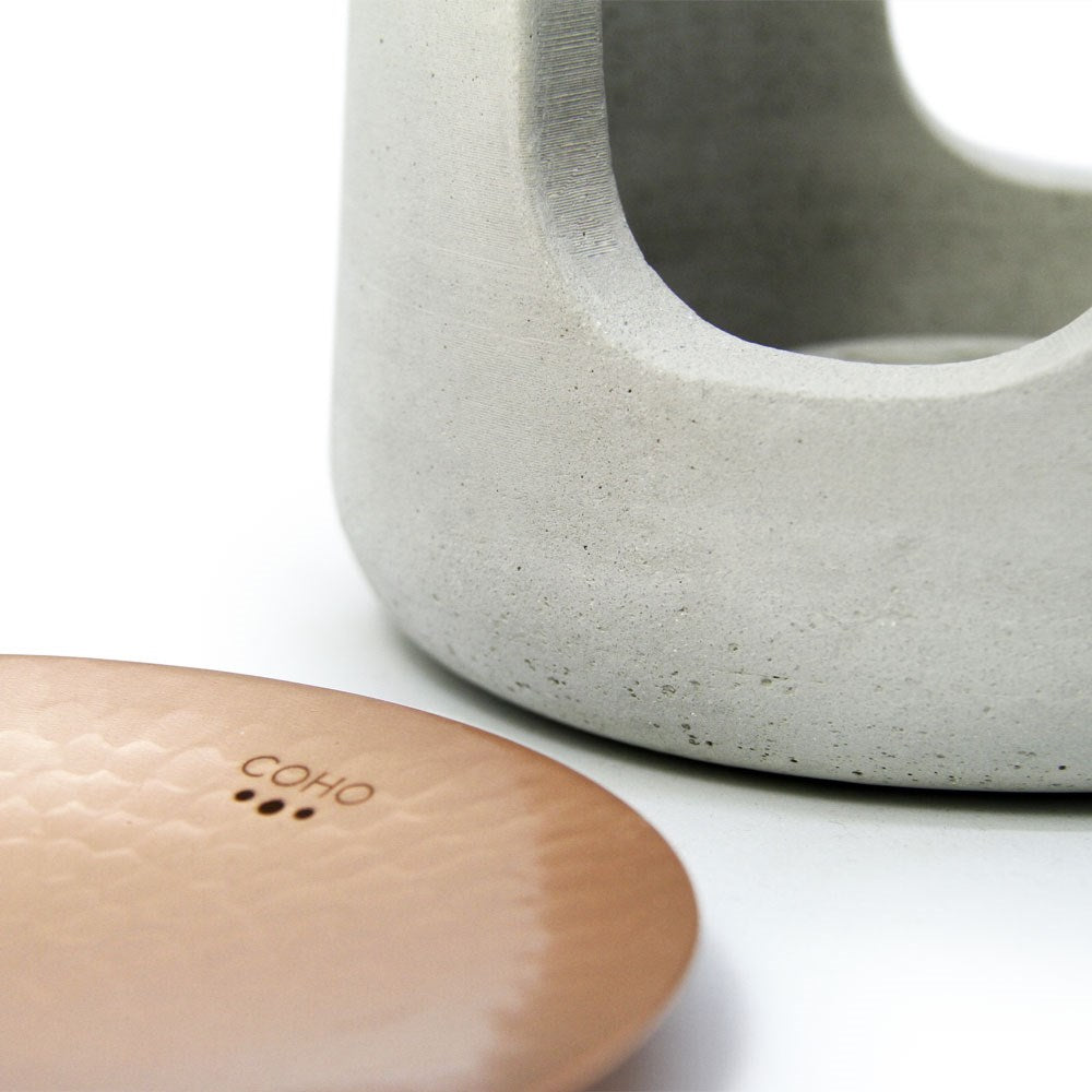 Coho Objet-Concre Matte Dövme Bakır Kase & Mum Söndürücü Boz Buhurdanlık Set-Buhurdanlık-4-roqelvaxirum.shop