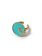 Tılsım Kuş Motifli El Yapımı Bakır Yüzük, Turkuaz - 0