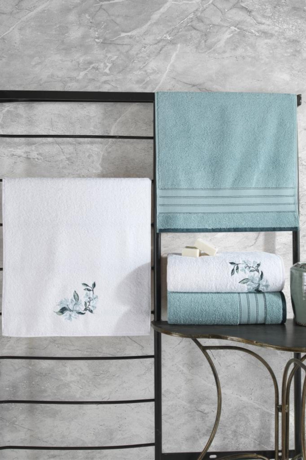 Cotton Box-%100 Pamuk Hamam Havlu Seti Colorful Mint Beyaz-Havlu Seti-1-roqelvaxirum.shop