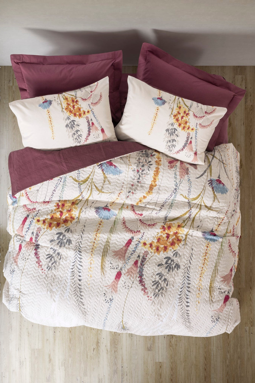 Cotton Box-Çift Kişilik Complete Set Flos Bordo-Nevresim Takımı-1-roqelvaxirum.shop