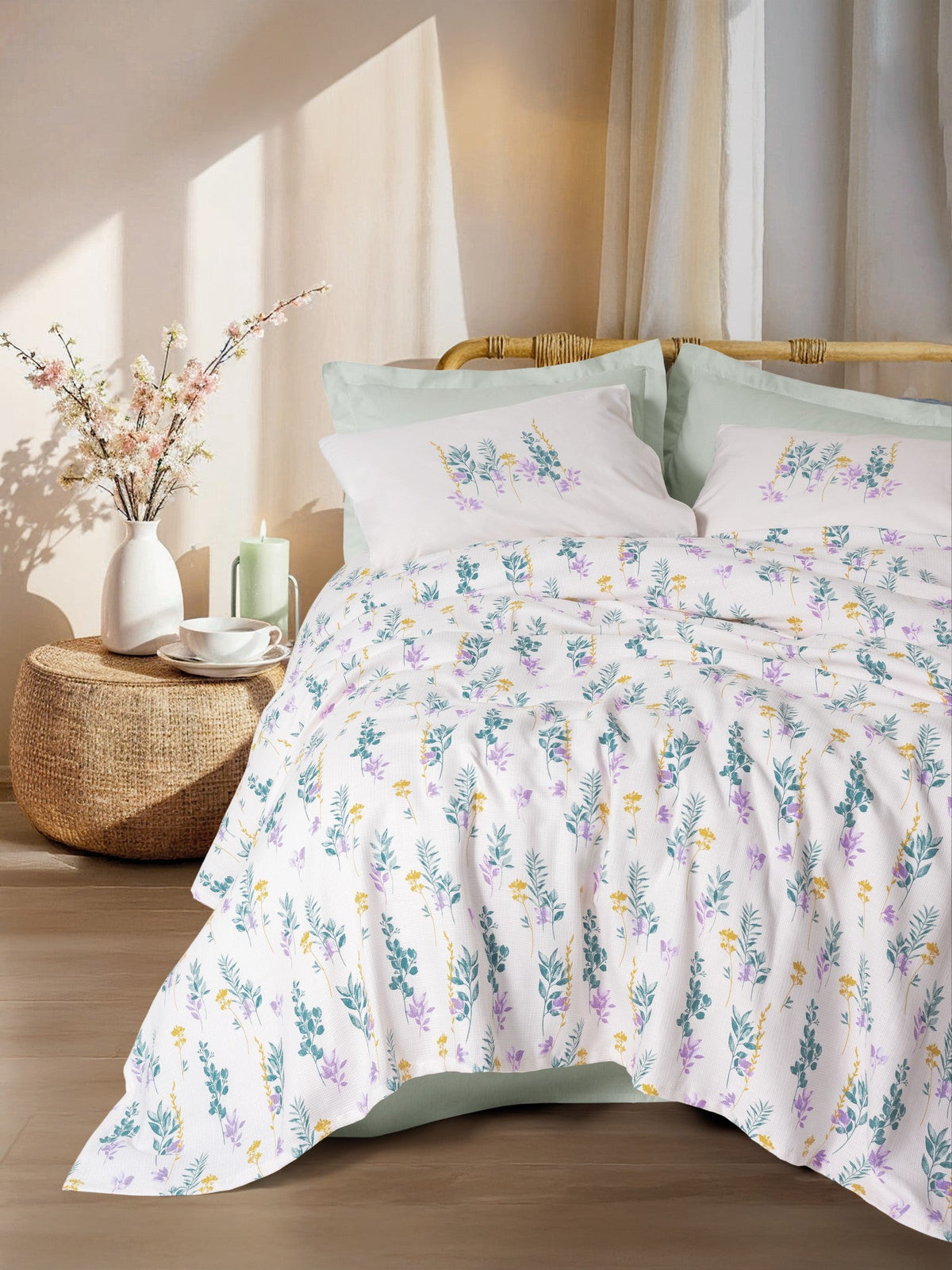 Cotton Box-Cotton Box Estiva çift Kişilik Pike Takımı Twig Mint-Pikeli Nevresim Takımı-1-roqelvaxirum.shop