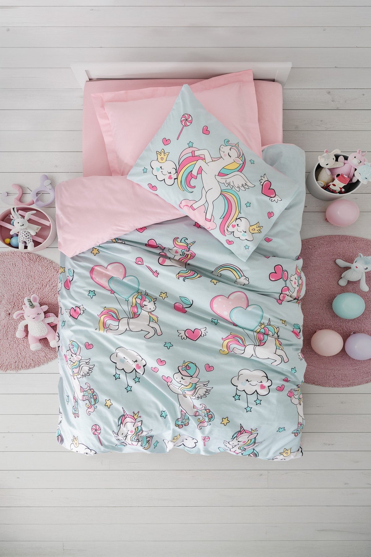 Cotton Box Junior Tek Kişilik Lastikli Çarşaflı Nevresim Takımı Twinka Pembe