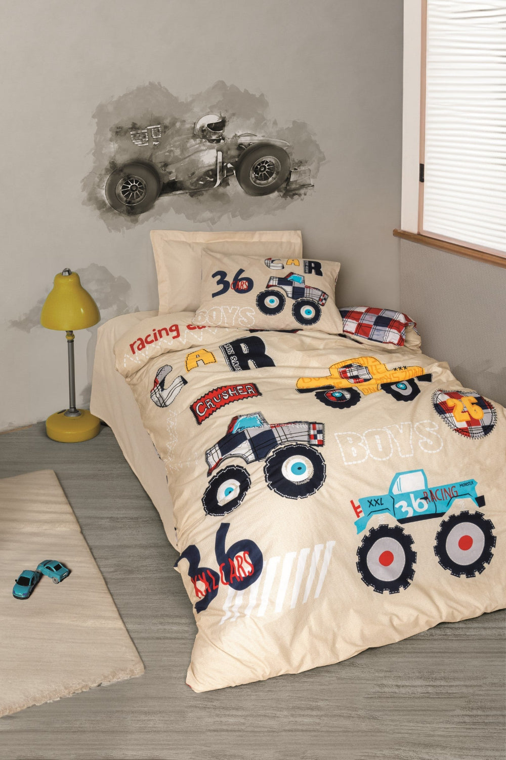 Cotton Box-Cotton Box Junior Tek Kişilik Nevresim Takımı Cars Bej-Tek Kişilik Nevresim Takımı-1-roqelvaxirum.shop
